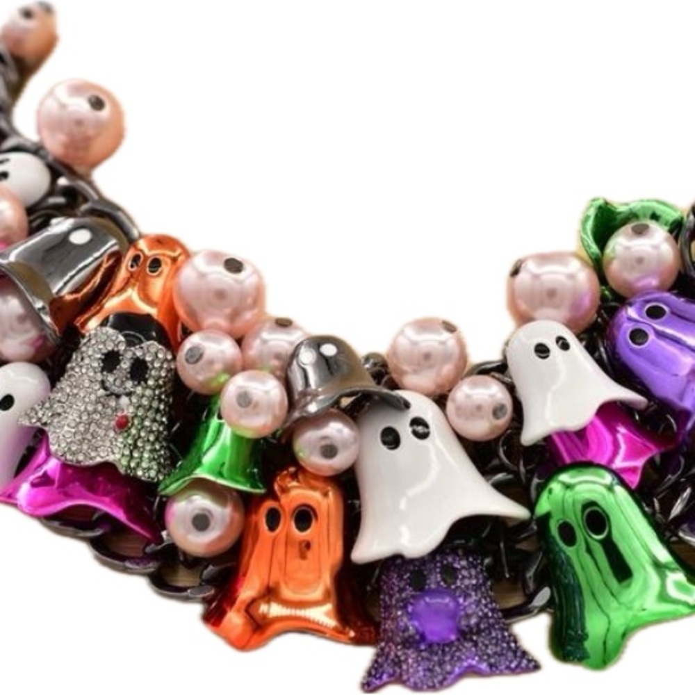 NWT ⚜️🖤⚜️ Betsey Johnson 2025 Limited Edition Ghost Charm Statement Necklace - Picture 10 of 16